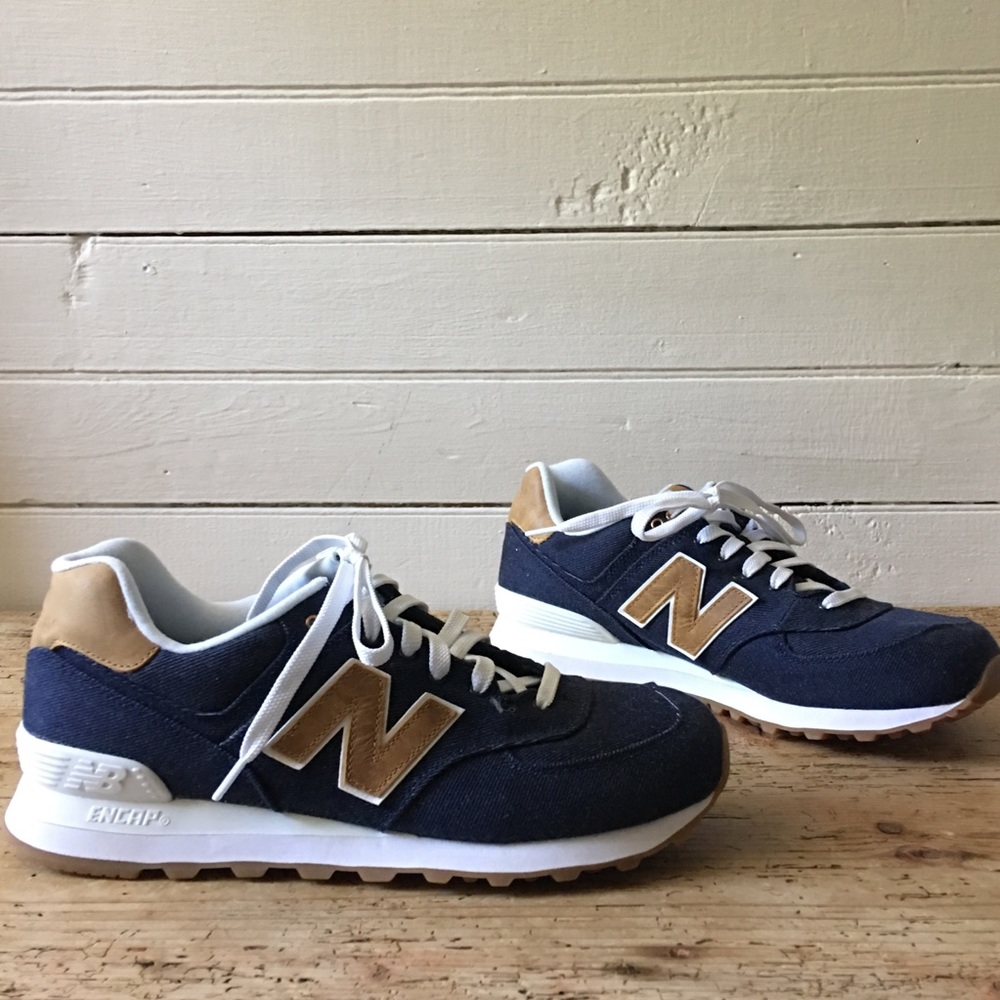 NWB New Balance Classic 574 Denim Leather Sneaker - Picture 4 of 8
